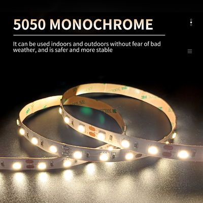 Monochrome Waterproof 5050 LED Strip Warm Light สำหรับชั้นวางตู้โชว์