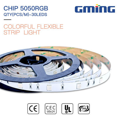 Cuttable SMD 5050 Rgb Led Strip แบบยืดหยุ่น, ไฟ LED Strip ในร่ม 10 มม. IP20 / 65/67/68