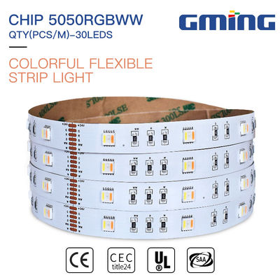 ความสว่างสูง 50000 ชั่วโมงอายุการใช้งาน RGBWW SMD 5050 LED Strip Light 9W