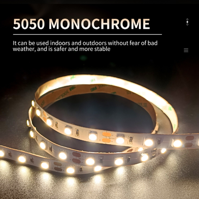 การตกแต่งในร่ม / กลางแจ้ง SMD 5050 LED Strip Light Monochrome Temperature Lamp