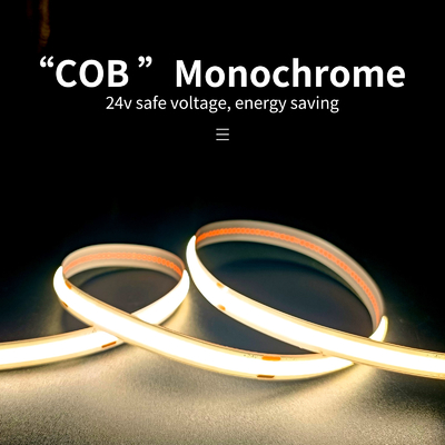 โคมไฟเส้นยืดหยุ่นแคบพิเศษแรงดันต่ำ 12V24V Cob Monochrome Light Strip